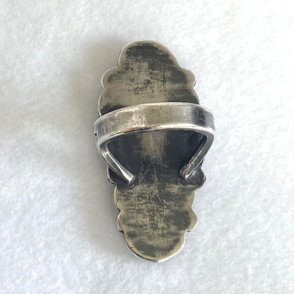 VTG Sterling Silver 925 LS Larry Sandoval Huge Unisex Turquoise Knuckle Ring - Picture 5 of 16